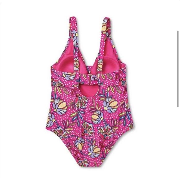 Tabitha Brown For Target One Piece‎ Swim Suit Size 22 W Hot Pink Floral Cheeky - Picture 4 of 11